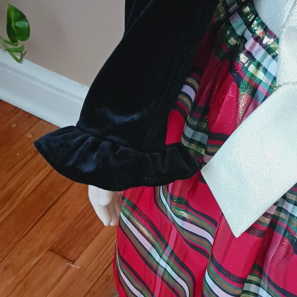Sweet Charmers Plaid Jacket Dress 6 2 Piece Red & Gold Christmas Velvet Jacket - Picture 8 of 9